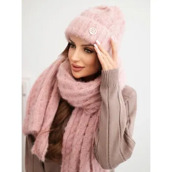 Čepice Dámská souprava šála + čepice v růžové barvě CZ3, VELIKOST UNI