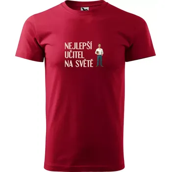 Sablio Tričko s potiskem Nejlepší učitel na světě - červené M