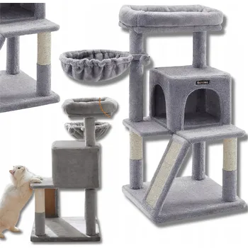 Škrabadlo pro kočky Feandrea 96 cm šedé sisal 3 úrovně