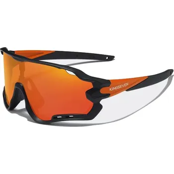 Sluneční brýle Cyklistické brýle KINGSEVEN LS911 ORANŽOVO - ČERNÁ / SKLO ČERVENÉ C05