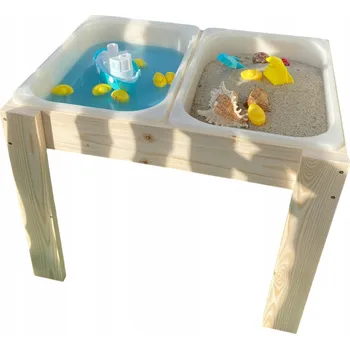 Obraz Stolní pískoviště edukativní senzorické dřevěné s nádobami Ikea 52 cm