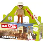 EFKO IGRÁČEK Archeolog figurka egyptské vykopávky mumie a soška bůh Hora