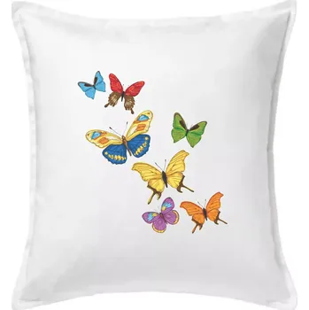 Polštář Barevní motýli - Polštář 50x50 - 50x50 - Pouze potah ( Bílá )