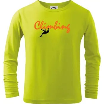 Dětská móda Climbing psací text - Triko dětské Long Sleeve - 134 cm/8 let ( Limetková )