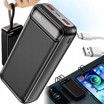 Powerbanka POWERBANKA 50000 MAH CESTOVNÍ POWER BANKA 2X USB USB-A 1X TYPE-C LEHKÁ ČERNÁ