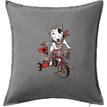 Polštář Bull terier anděl (Pecka design) - Polštář 50x50 - 50x50 - Pouze potah ( Tmavě šedý melír )