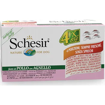 Krmivo pro kočku Schesir Kuře s Jehněčím v Želé 4x85g