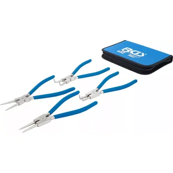 Ruční nářadí Kleště na rozpěrné kroužky 250 mm, 4dílná (BGS100652) (Sada čtyř kleští na rozpěrné kroužky o délce 250 mm umožňuje snadnou montáž i demontáž vnitřních a vnějších kroužků. Ergonomické rukojeti zajišťují pevný úchop při práci.)