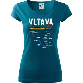Dámské oblečení Mapa řeky Vltavy - Dámské triko Pure - 3XL ( Petrolejová )