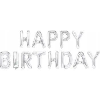 Balónek Banner VŠE NEJLEPŠÍ K NAROZENINÁM, balónky fóliové, stříbrný