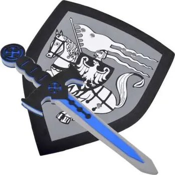 Dětská zbraň Pěnový meč s pěnovým štítem pro malého rytíře Bíla