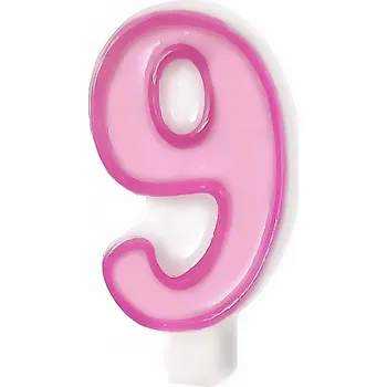Dortová svíčka Růžová svíčka na narozeninový na dort Číslice 9