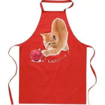 Kuchyňská zástěra Vánoční kuchyňská zástěra Kočka s baňkou Veselý Dárek