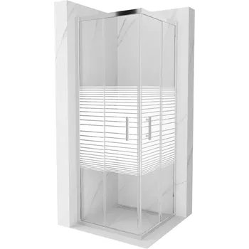 Mexen Rio čtvercová sprchová kabina 70 x 70 cm, bílé pruhy, chrom - 860-070-070-01-20 Sprchové kouty