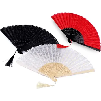 Náušnice Krajkový vějíř - 11 červená stříbrná