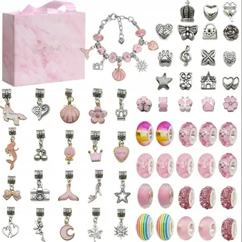 dětská sada na výrobu šperků Sada na Výrobu Šperků 64 dílů Náramky Korálky Přívěsky