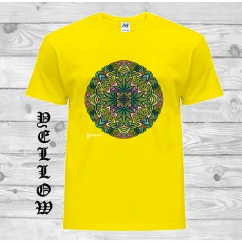 Pánské tričko levne-bavlnene-tricko-potisk-keltske-listy Barva: Yellow - žlutá, velikost: XXL