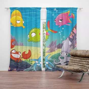 Závěs Sablio Závěs Podmořský svět 2: 2ks 140x250cm