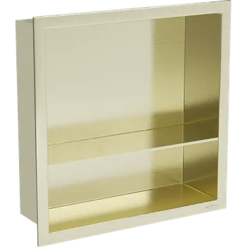 Koupelnový nábytek Mexen X-Wall-R vestavěná police s límcem a policí 30 x 30 cm, zlatá kartáčovaná - 1950303010S Koupelnové police