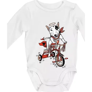 Kojenecký body Bull terier anděl (Pecka design) - Body kojenecké s dlouhým rukávem - Dlouhý r. do 3 měs ( Bílá )