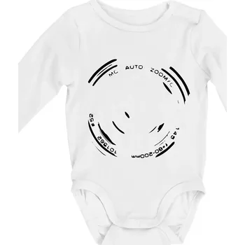 Foto objektiv obtisk - Body kojenecké s dlouhým rukávem - Dlouhý r. 3-6 měs ( Bílá )