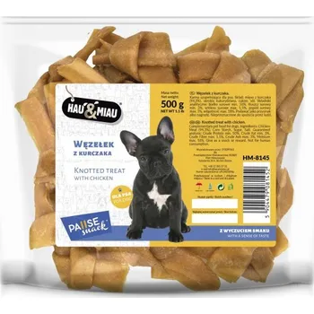 Pamlsek pro psa Hau Miau Uzlíky psí pamlsek Mašličky z Kuřecích Prsou 500g
