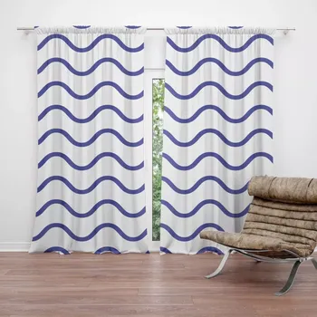 Závěs Sablio Závěs Modré vlnky: 2ks 140x250cm