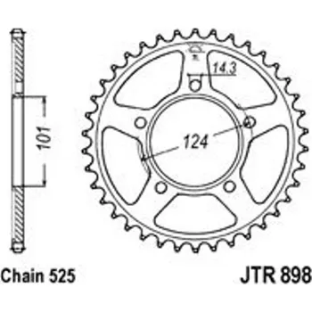 Řetězová sada pro motocykl Řetězová rozeta JT JTR 898-44 44 zubů, 525