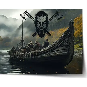 Plakát Sablio Plakát Vikingové Loď - 60x40 cm