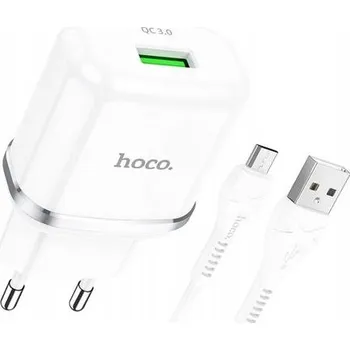 RYCHLÁ SÍŤOVÁ NABÍJEČKA PRO TELEFON HOCO 2.1A BÍLÁ, KABEL TYPU C 1M, QUICK CHARGE