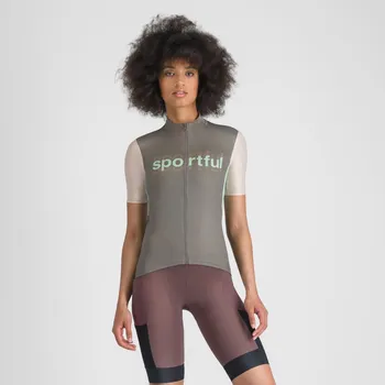 cyklistický dres SPORTFUL Cyklistický dres s krátkým rukávem - SUPERGIARA LOGO W - šedá/růžová