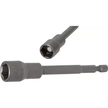 Nástrčná hlavice, šestihranná, velmi dlouhá pro vr (BGS102768) (Nástrčná hlavice s šestihranným profilem, prodlouženou konstrukcí a vnějším šestihranem 6,3 mm je určena pro vrtačky a šroubování matic 12 mm. Robustní provedení umožňuje práci i v hůře příst