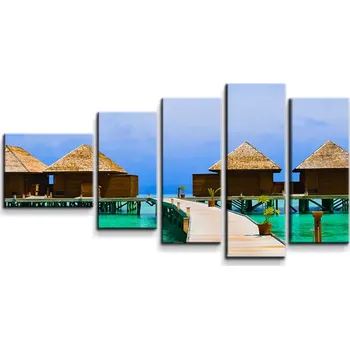 Obraz Sablio Obraz - 5-dílný Bungalovy na moři - 100x60 cm