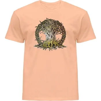 panske-levne-bavlnene-tricko-digi-potisk-keltsky-strom Barva: Orange neo - meruňková, velikost: M