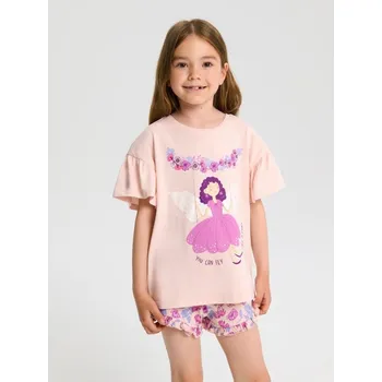 Dívčí spodní prádlo Sinsay - Dvoudílná pyžamová souprava - pastelová růžová - WW650-03X - WW650-03X-98