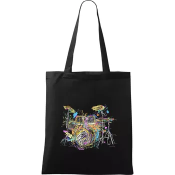 Nákupní taška Bicí barevné splash - Taška bavlněná - 42 x 38 cm ( Černá )