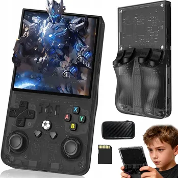 Herní konzole HERNÍ KONZOLE RETRO SD 64 GB 4,0'' ČERNÁ R36MAX IPS DISPLEJ 720P POLSKÝ