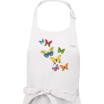 Kuchyňská zástěra Barevní motýli - Pánská zástěra na vaření - Univerzální velikost ( Bílá )