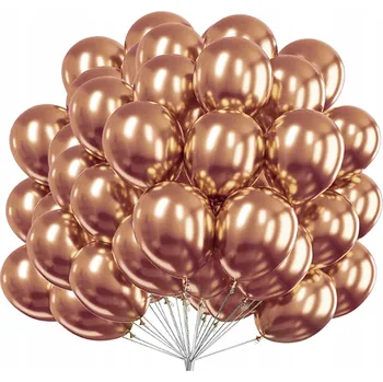 Balónek VELKÉ CHROMOVÉ BALÓNKY LESKLÉ RŮŽOVÉ ZLATO XXL 12" x50