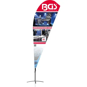 Vlajka BGS® vlajka beach flag design 3 272 x 90 cm (BGS10FLAG3) (Plážová vlajka BGS® s rozměry 272 x 90 cm nabízí výraznou plochu pro prezentaci a díky odolnému materiálu je vhodná pro venkovní použití. Snadná montáž umožňuje rychlé sestavení i přenášení.)