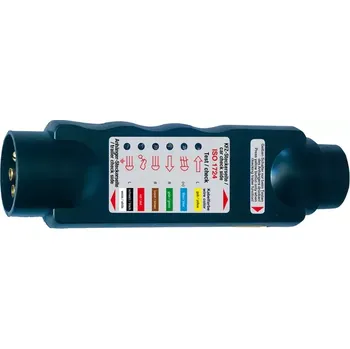 Zkoušečka zkoušečka zásuvky a zástrčky přívěsného vozíku, 7 pólů (BGS102187) (Zkoušečka zásuvky a zástrčky přívěsného vozíku s 7 póly umožňuje rychlou kontrolu elektrického propojení mezi vozidlem a přívěsem. Kompaktní provedení usnadňuje manipulaci při testování.)