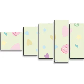 Obraz Sablio Obraz - 5-dílný Srdíčka a spirály XL - 100x60 cm
