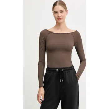 Tričko s dlouhým rukávem P.E Nation Aura hnědá barva, 253L136 89X, vel. S