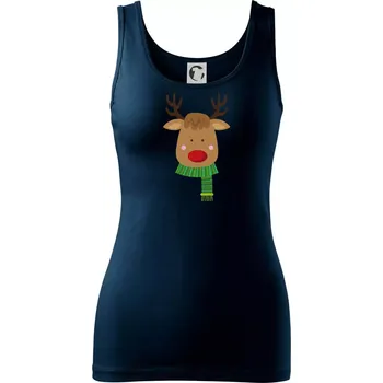 Dámské tričko Jelen se šálou - Dámské tílko - XL ( Námořní modrá (velmi tmavá - téměř černá) )