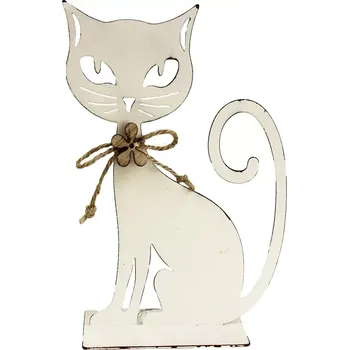 Kočička s květinou (Dekorace kovová kočka)
