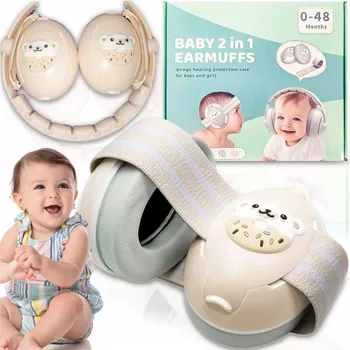 Sluchátka Ochranná sluchátka béžová pro miminka 0+ nastavitelná velikost