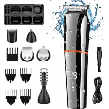 Strojek na vlasy STŘÍHACÍ STROJEK NA VLASY BRODY ZASTŘIHOVAČ VELKÝ VÝKON LED DISPLEJ 6 V 1