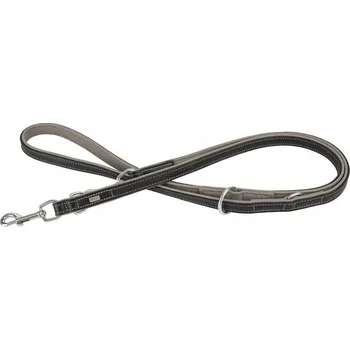 Vodítko pro psa Barry King Kožený Vodítko, L 20 mm / 200 cm, černé/šedé