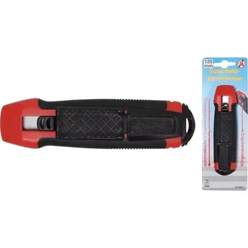 Pracovní nůž Vysouvací nůž 125 mm na karton BGS1050611, s pojistkou (BGS1050611) (Vysouvací nůž BGS1050611 s délkou čepele 125 mm je vybaven pojistkou pro bezpečnější práci při řezání kartonu a dalších materiálů. Ergonomická rukojeť usnadňuje manipulaci i při delším p
