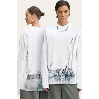 Pánské tričko Bavlněné tričko s dlouhým rukávem Y/Project YP TROMPE L'OEIL LONG SLEEVE T-SHIRT, M, bílá, 00A